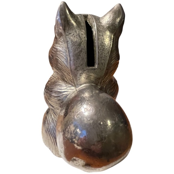 Vintage Cast Metal Squirrel Piggy Bank 1950s Japan Woodland Decor Accent Critter - Picture 7 of 7